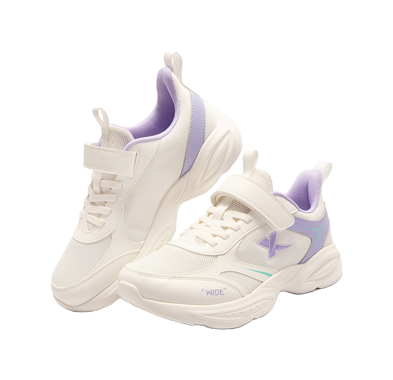 XTEP Health Growth Rebound Support Breathable Slip Resistant Low top Running Shoes Sail White Taro Purple 33 40 Kids' 