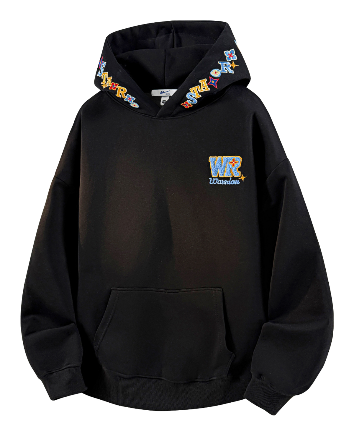 Warrior Warrior American Basic Retro Fun Embroidered Letter Logo Loose Casual Trend Versatile Windproof College Style Sports Couple Hooded Long Sleeve Thick Velvet Hoodie for Men and Women  vjsneaker.com