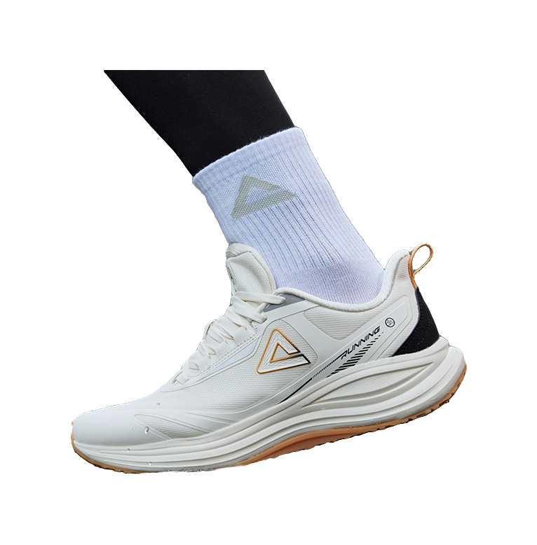 PEAK Cushioning, Slip Resistant, Abrasion Resistant, Rebound Low top Running Shoes Men's Canvas White Black 