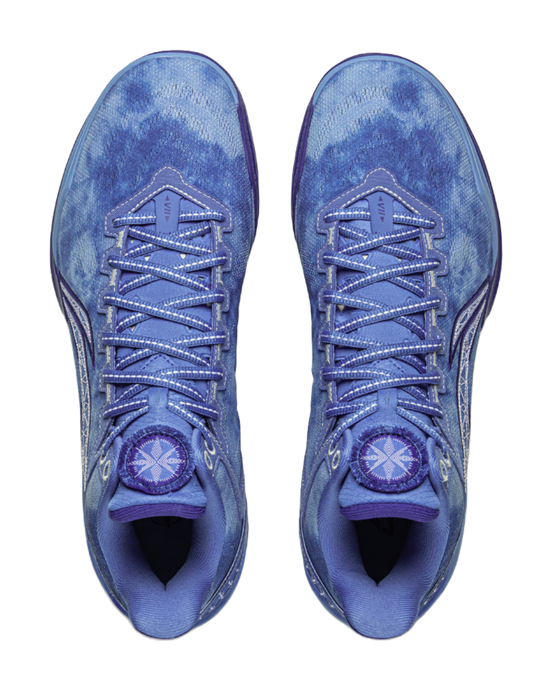 Pair of men's sky blue low-top basketball shoes, lace-up fronts, padded tongue and collar