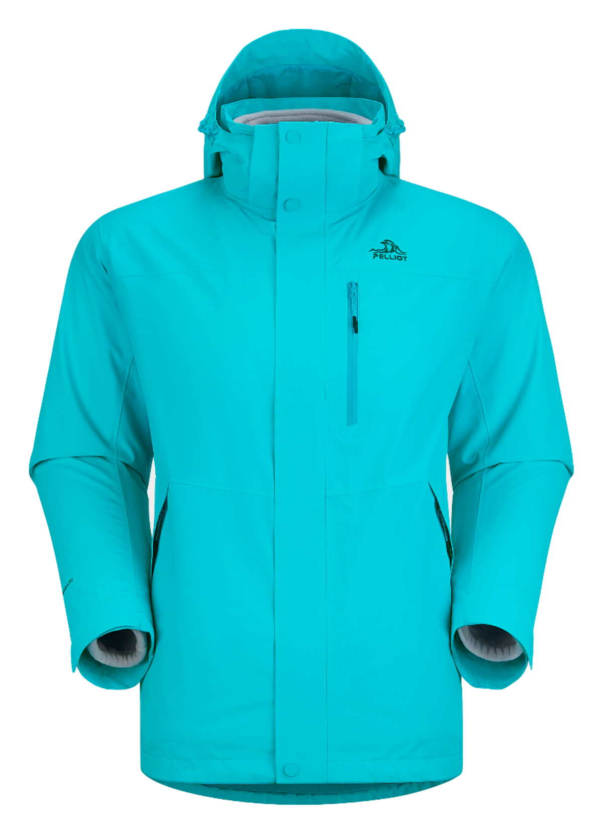 Men's PELLIOT windbreaker jacket, bright blue with hood and front zip