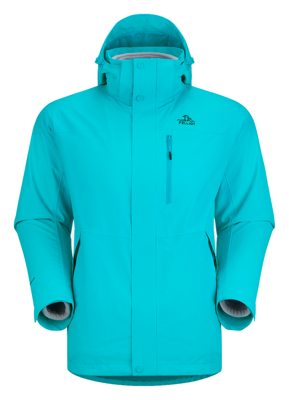 Men's PELLIOT windbreaker jacket, bright blue with hood and front zip