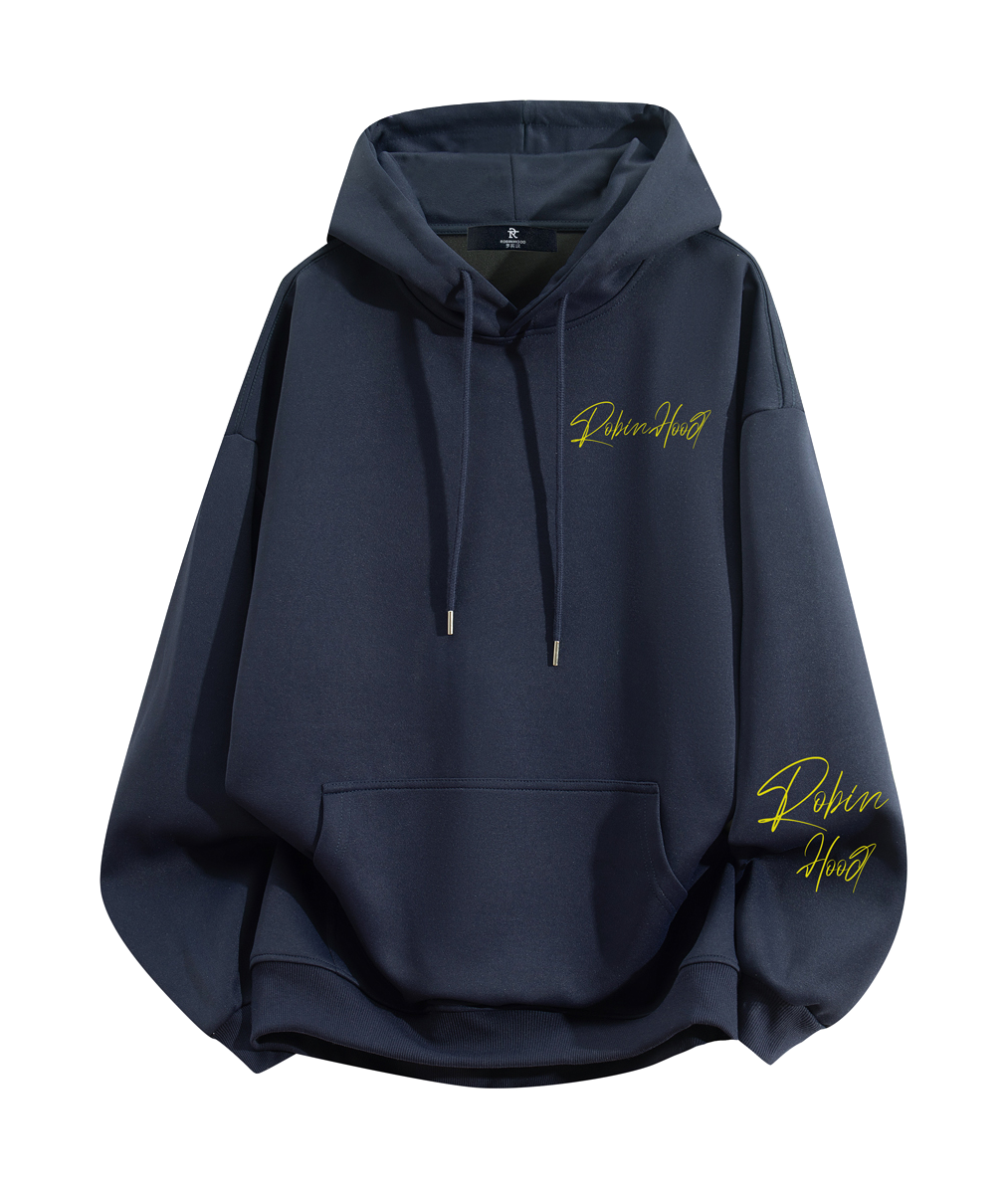 Robin Hood American Hoodie with Velvet Thick Letter Signature Personalized Style Design Feel Loose and Casual Versatile Student Party Lazy Style Hoodie for Women  vjsneaker.com