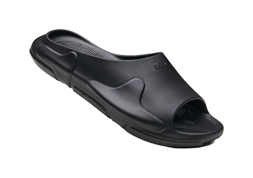 EQLZ EQUALIZER Oasis Quiet Abrasion Resistant Slide Slippers Unisex Ghost Black