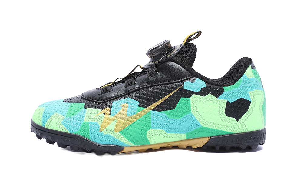 Binary Slip Resistant Anti Kick Cushioning Abrasion Resistant Breathable Low top Kids Soccer Shoes Black Green Kids  vjsneaker.com