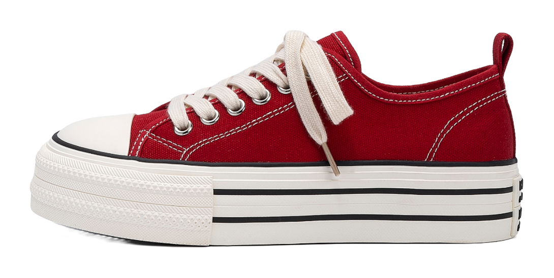 HUANQIU Breathable Lightweight Height Increasing Low Top Canvas Shoes Women's 