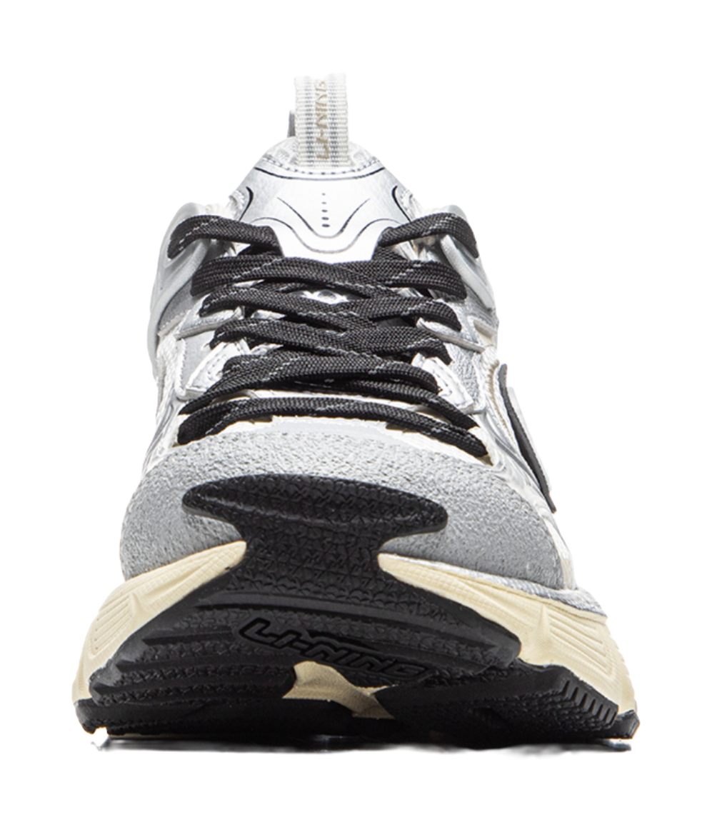 LiNing Star Shock Absorbers Slip Resistant Abrasion Resistant Breathable Low top Chunky Sneakers Women's Silver White 