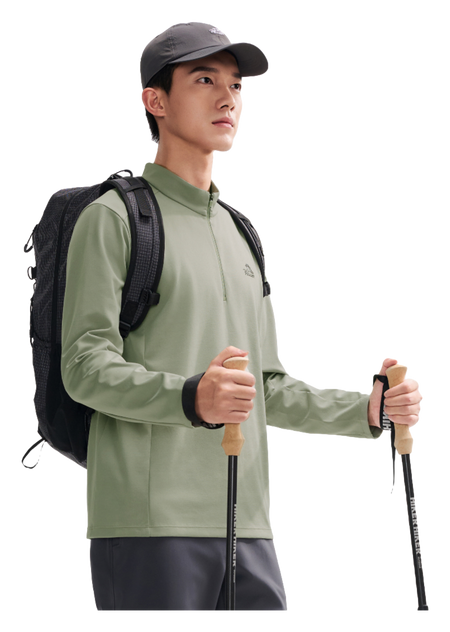 Boxi and PELLIOT outdoor long sleeved Polygiene antibacterial sports elastic top, casual, comfortable, skin friendly, warm, semi high neck sweatshirt, base T-shirt for men  vjsneaker.com