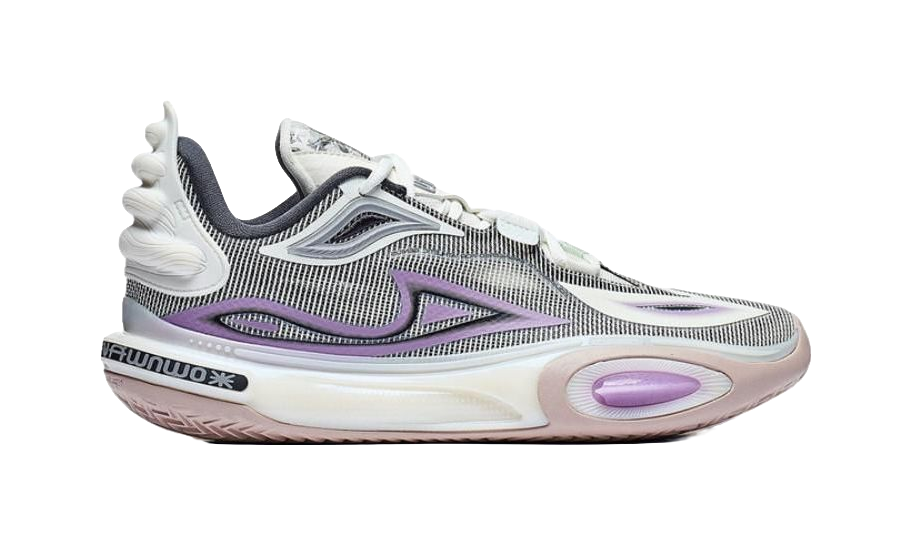 LiNing All City 11 V2 Kids  Youth Cushioning, Wear Resistant Low top Basketball Shoes Unisex White Purple  VJSNEAKER