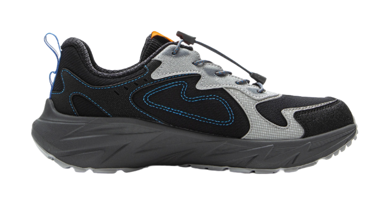 Li Ning Children's Outdoor Synthetic Leather Fashion, Leisure, Versatile, Simple Children's Outdoor Shoes Black and Grey Unisex  VJSNEAKER