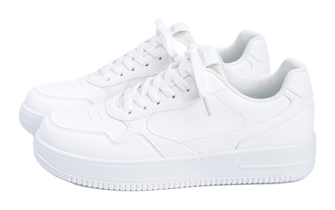 HUANQIU Coverage Slip Resistant Lightweight Height Increasing Low top Skateboard Shoes Men's White 