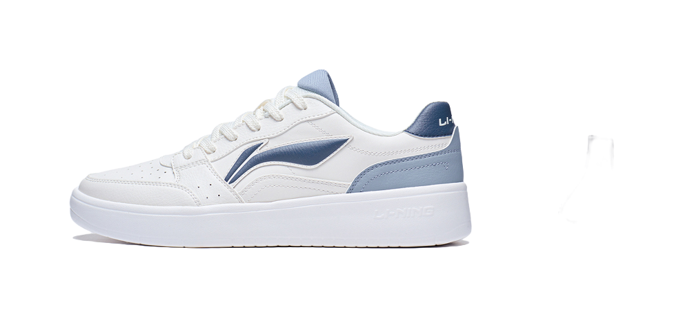 LiNing Yuanbao Men's Low-Top Skateboard Shoes - Casual Thick-Soled Sneakers with Height Increase & Shock Absorption White Blue 