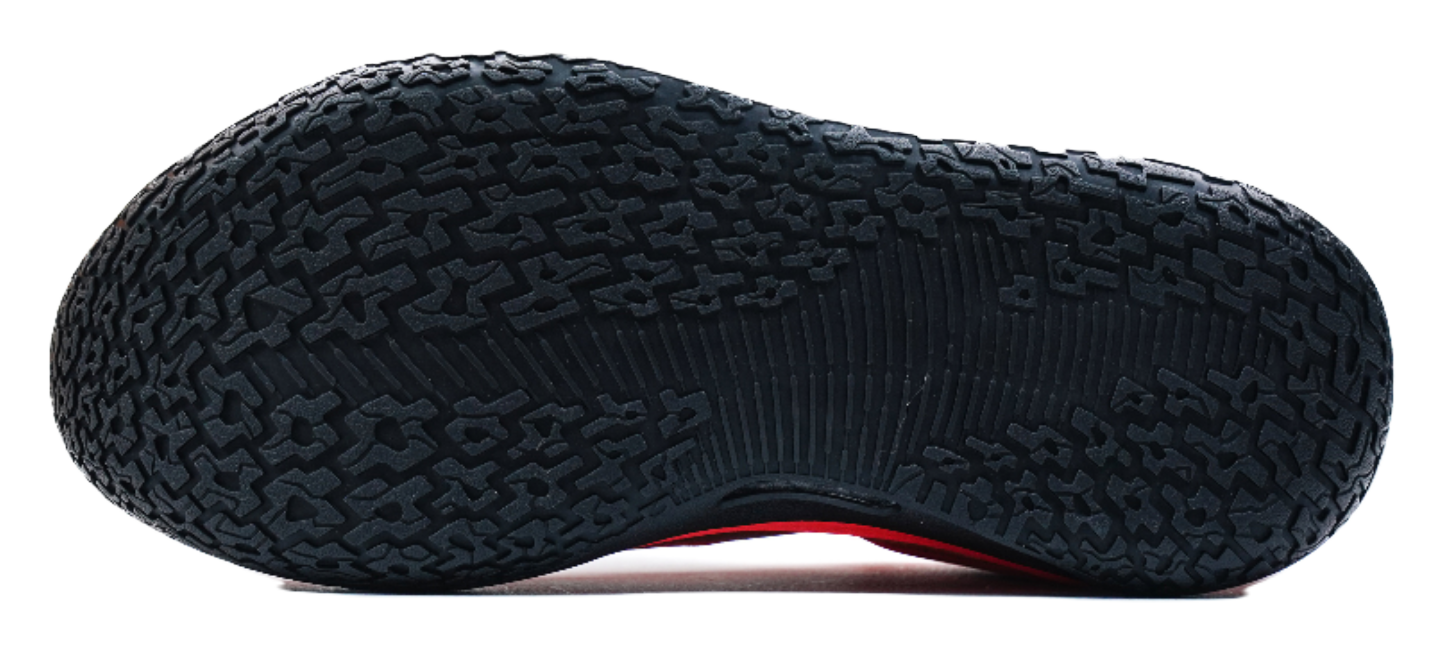 Black rubber outsole with raised tread pattern for low-top basketball shoes