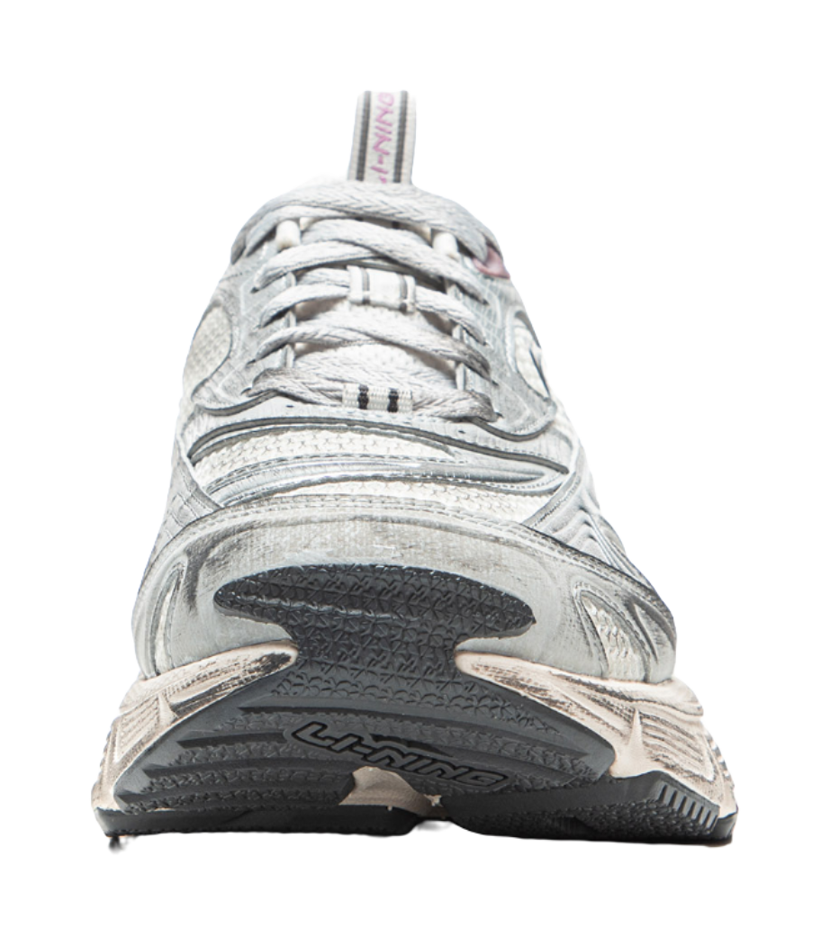 LiNing Star Cushioning Abrasion Resistant Breathable Low Top Chunky Sneakers Women's Ivory Silver 