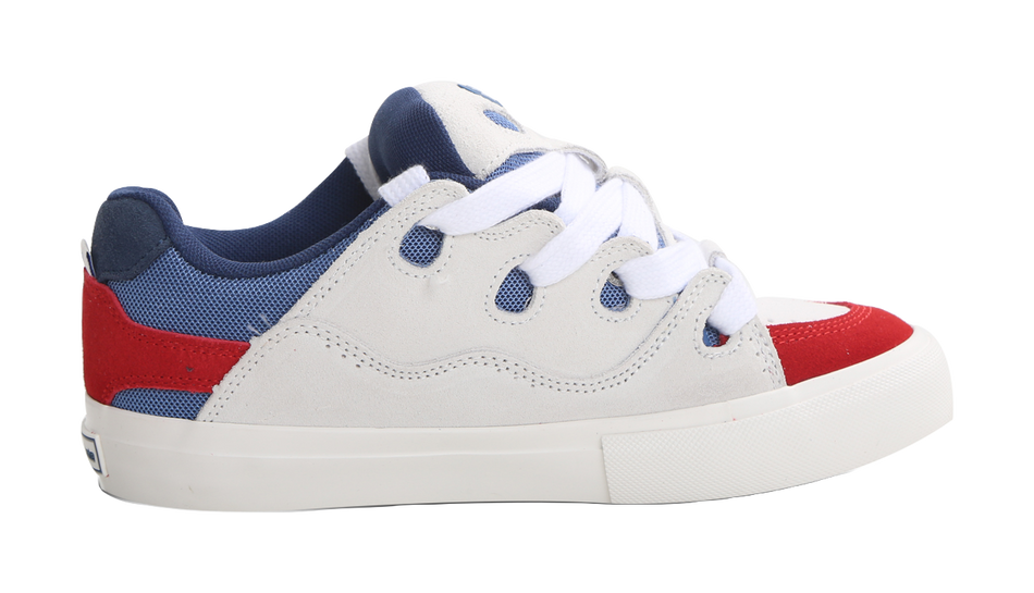 Ollieskate Suede Cushioning Abrasion Resistant Breathable Skateboard Shoes Unisex White Red Blue