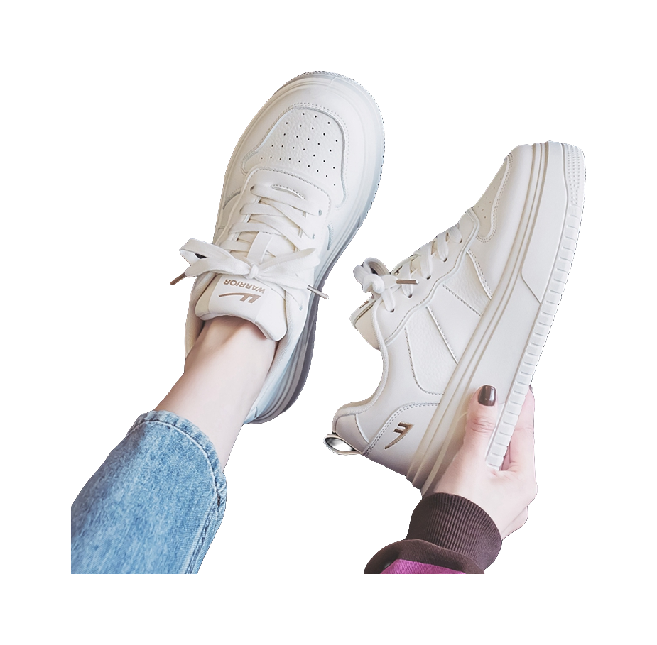 Warrior White Sneakers Height Increasing Low top Skateboard Shoes Women's 