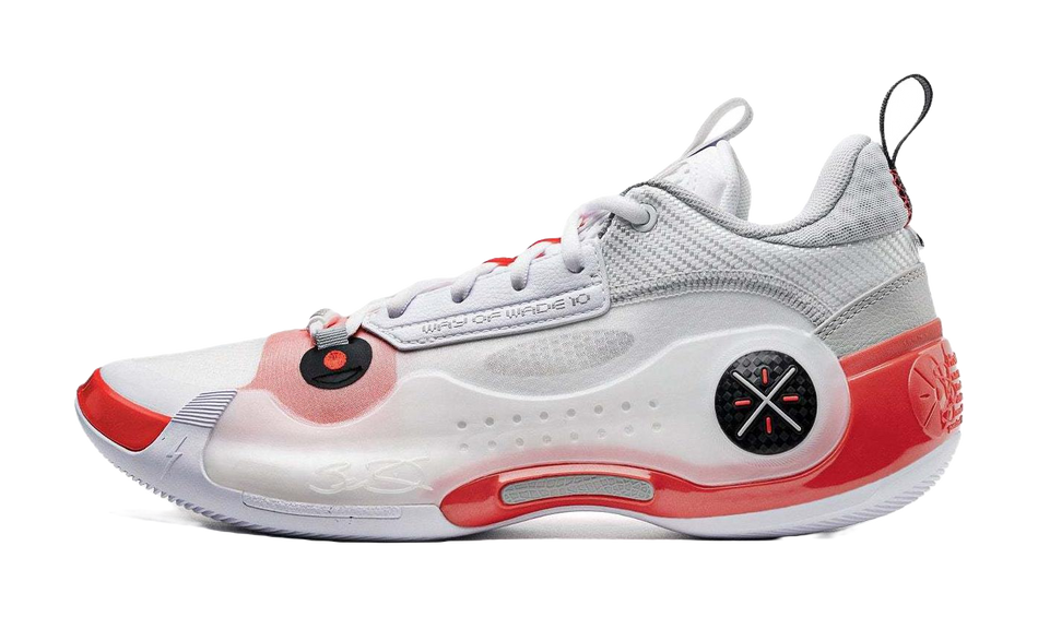 Li Ning Way Of Wade 10 Low Cushioning, Wear Resistant Low top Basketball Shoes Mens White Red  vjsneaker.com