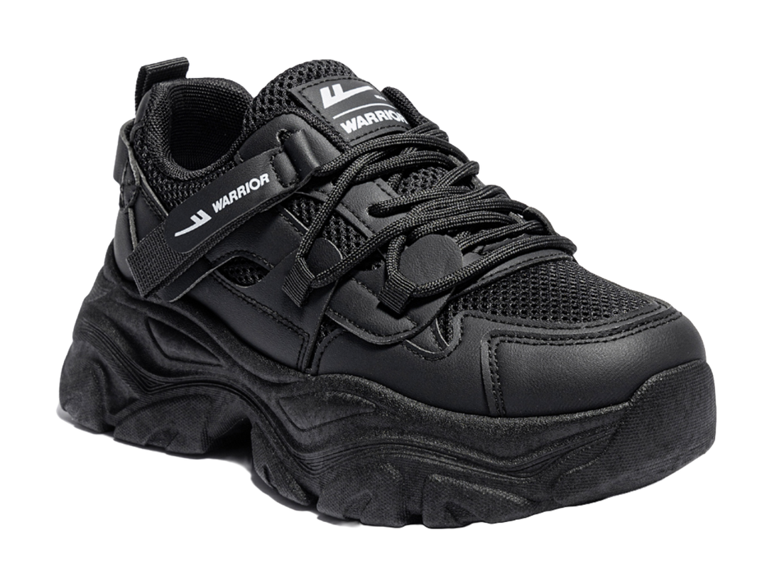 Warrior Cushioning Abrasion Resistant Breathable Low top Chunky Sneakers Women's Black 