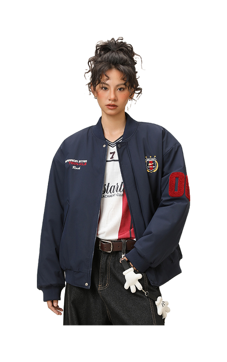 Warrior Revival Tide Cloud Sail Series Autumn and Winter Versatile Digital Loose Casual Plus Cotton Thick Long Sleeve Cotton Jacket Cotton Coat Baseball Jacket Unisex  vjsneaker.com