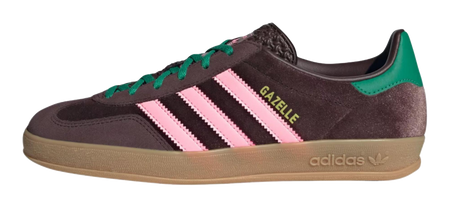 Adidas Wmns Gazelle Indoor Dark Brown Pink Green Velvet Womens  vjsneaker.com