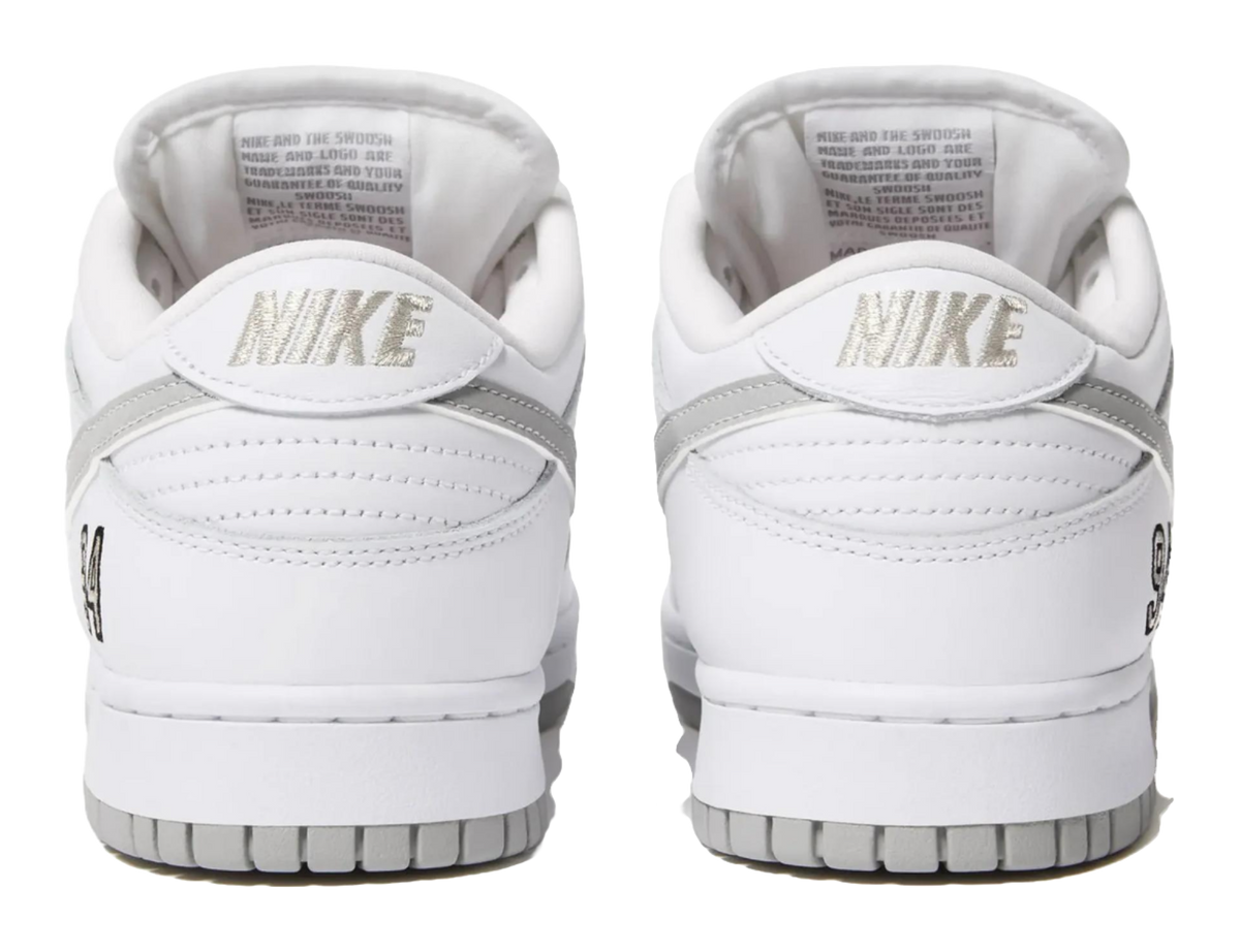 Nike Sb Dunk Low Supreme 94 White Metallic Silver  vjsneaker.com