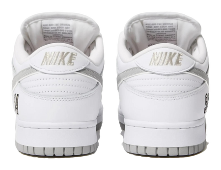 Nike Sb Dunk Low Supreme 94 White Metallic Silver  vjsneaker.com