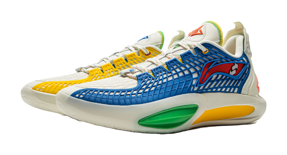 LiNing JB3 Coverage Anti Rollover Low Top Basketball Shoes Mens White Blue Red  VJSNEAKER