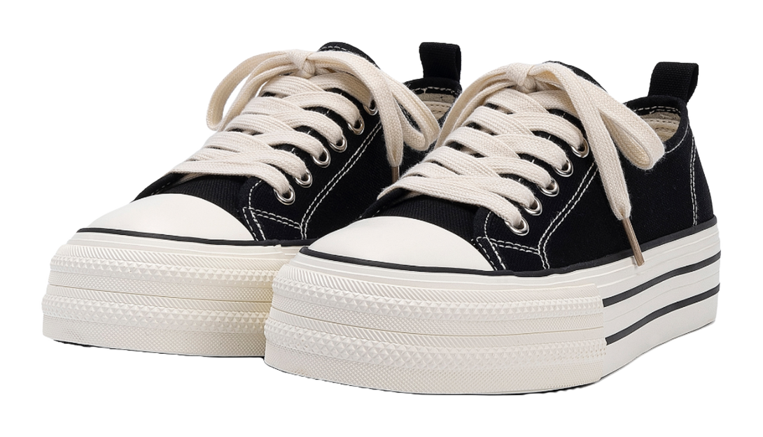 HUANQIU Breathable Lightweight Height Increasing Low Top Canvas Shoes Women's 