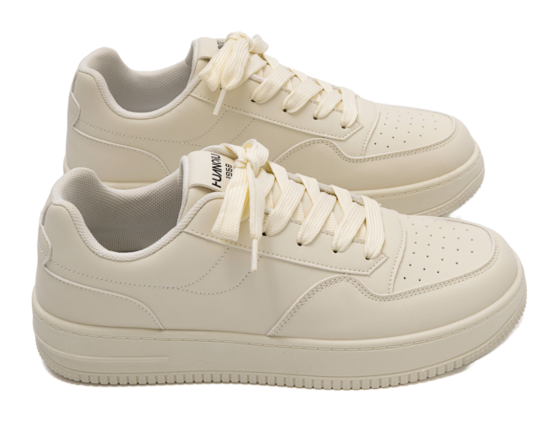 HUANQIU White Sneakers Lightweight Coverage Low top Skateboard Shoes Men's 