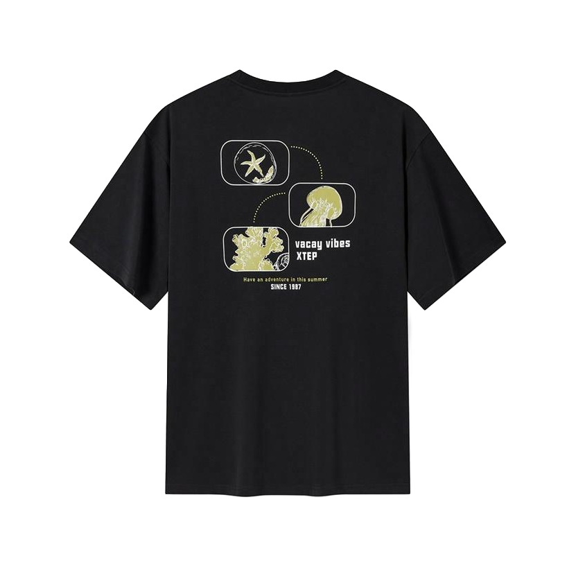 Xtep pure cotton round neck pullover, loose, casual, comfortable, soft, versatile knit T-shirt, unisex  vjsneaker.com