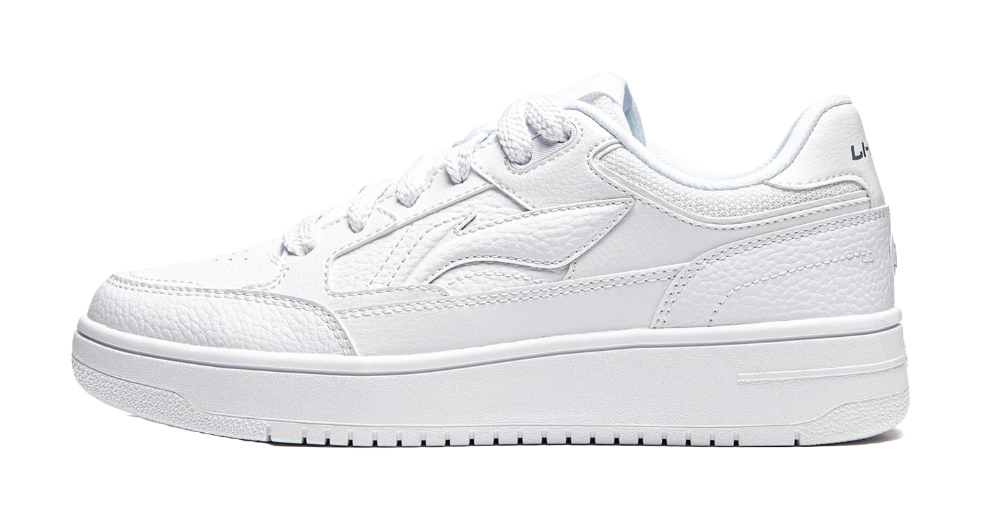 Li Ning Tianji Slip Resistant, Abrasion Resistant, Height Increasing Low top Skateboard Shoes Womens Standard White  VJSNEAKER