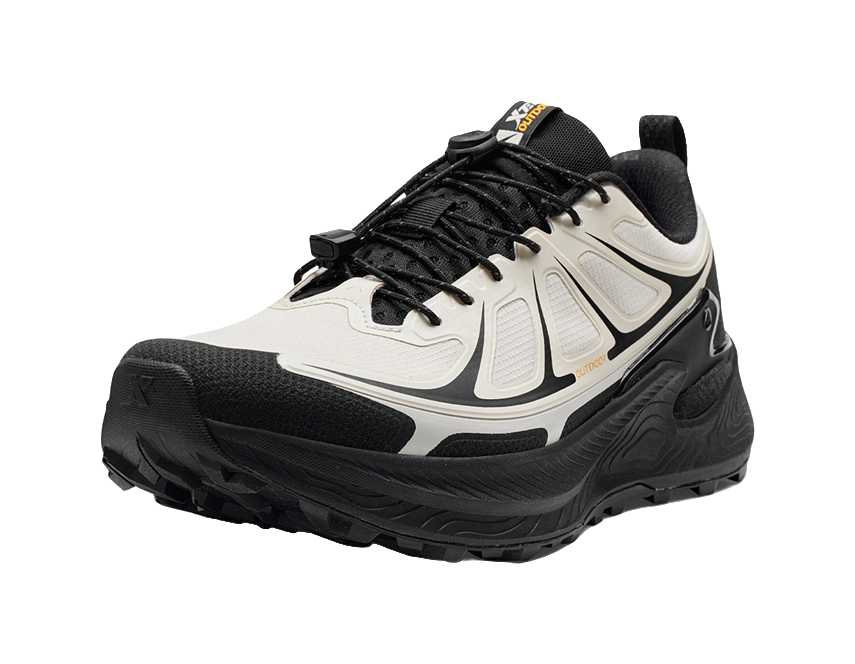 XTEP Men's Low-Top Outdoor Shoes - Anti-Slip & Wear-Resistant Black White Dust Gray 