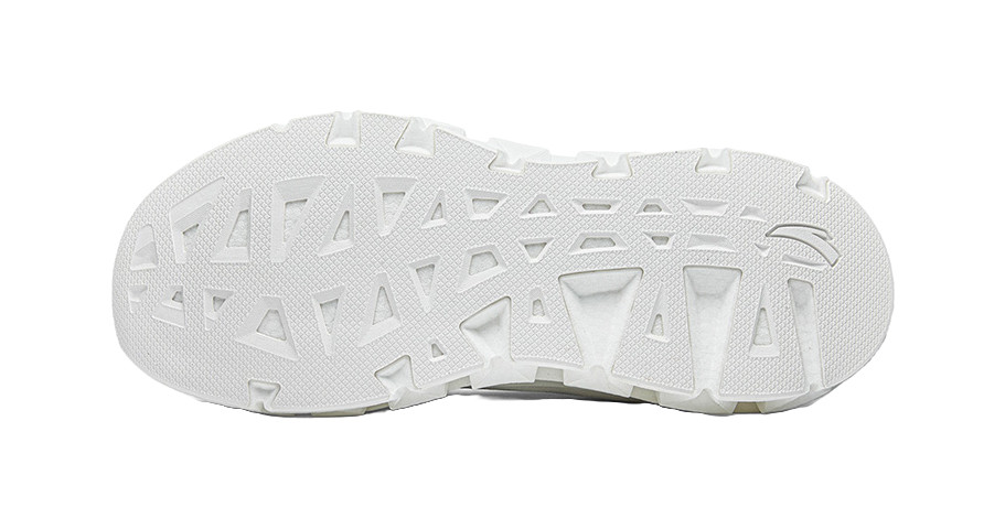 Mens running shoe outsole with white multidirectional traction tread