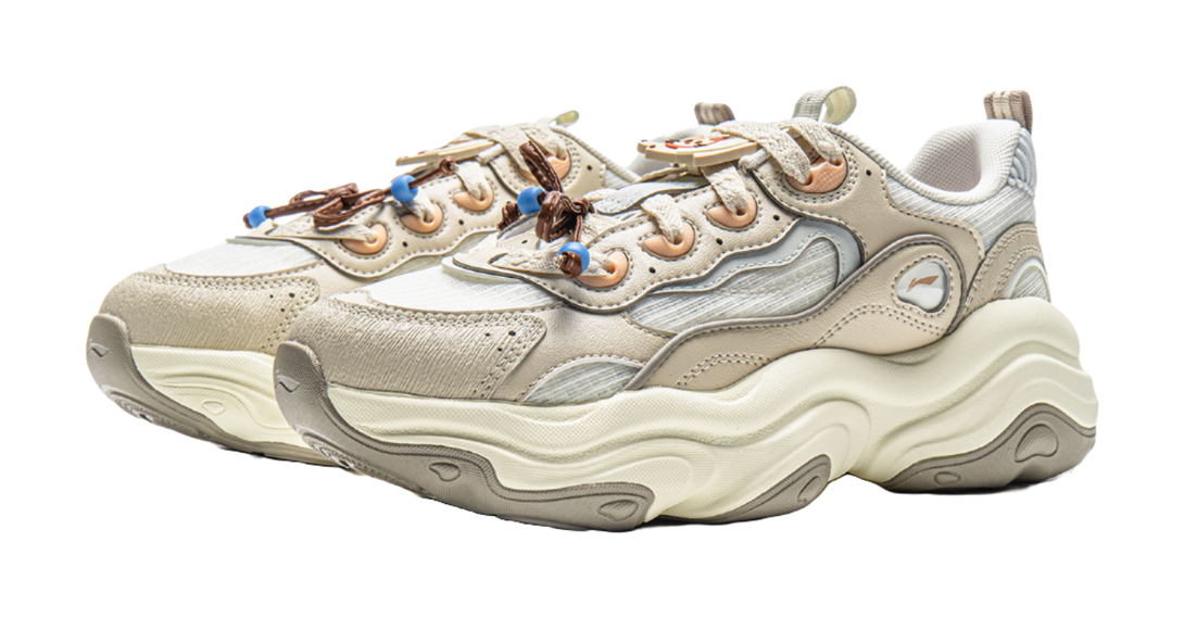 LiNing Honey Cushioning, Slip Resistant, Abrasion Resistant Support Low top Chunky Sneakers Women's Ivory Dune Khaki 