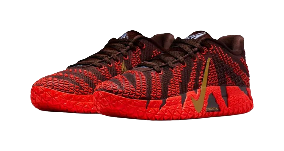 Nike Ja Morant 3 Low top Childrens Basketball Shoes Red Gold Kids  vjsneaker.com