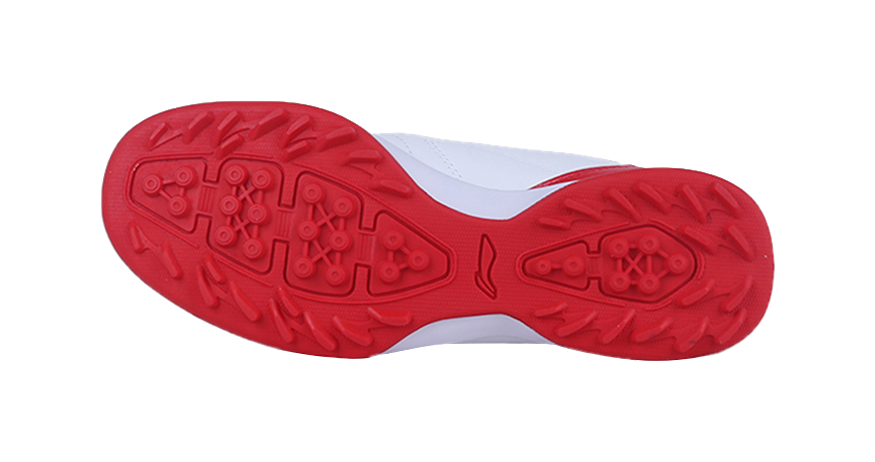 LiNing TF Slip Resistant Cushioning Abrasion Resistant Low Top Soccer Shoes White Red Kids  VJSNEAKER