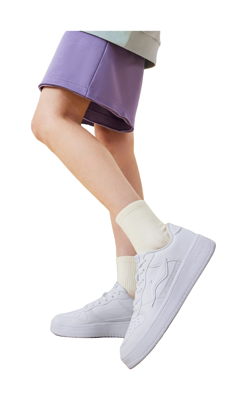 LiNing Pontoon Boats Anti Slip Wear Resistant Breathable Height Increasing Low Top Skateboard Shoes Women's White 