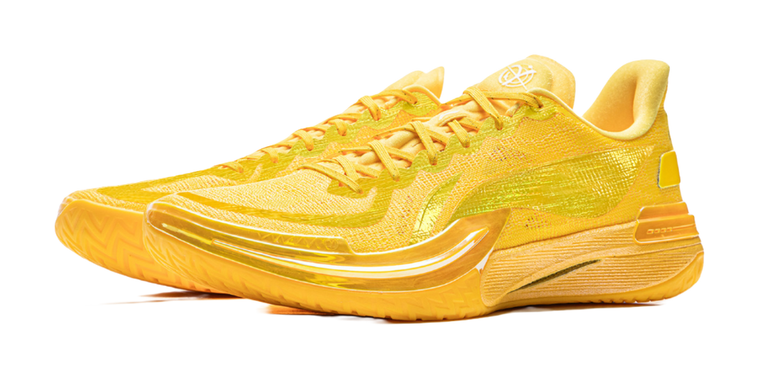 LiNing Gamma Cushioning Anti Slip And Wear Resistant Support Low Top Basketball Shoes Mens Neon Mango Yellow  VJSNEAKER