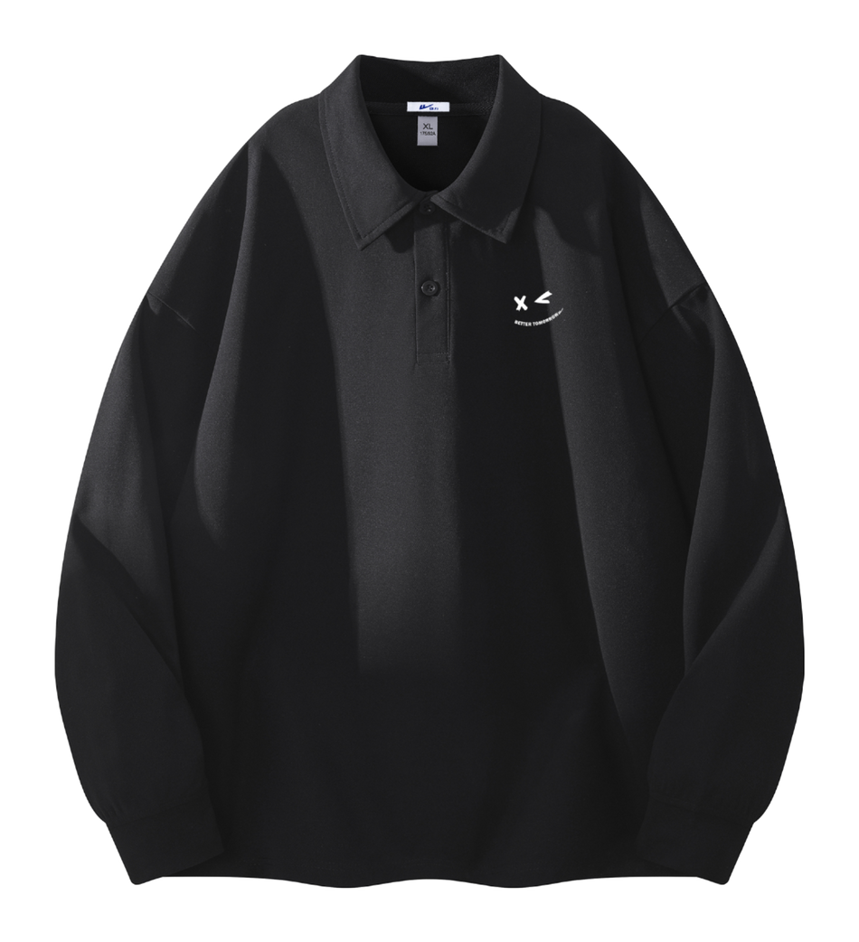 Warrior Revival Wind and Wave Series American Trendy College Style Solid Color Smiling Face Print Simple and Loose Casual Versatile Hoodie for Outer Wear and Inner Wear Comfortable Button Collar Long Sleeve Dropped Shoulder Sleeve T-shirt for Men and  vjsneaker.com