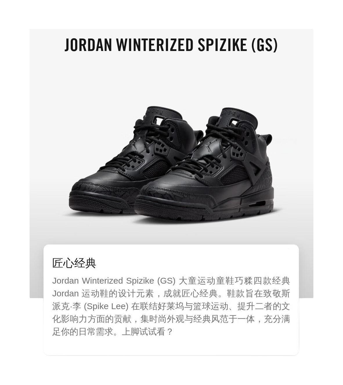 Jordan Spizike Winterized Black Cat GS  vjsneaker.com