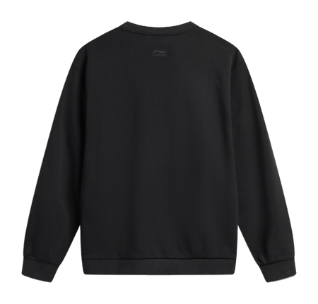 Black crewneck sweatshirt, plain back design with ribbed cuffs and hem.