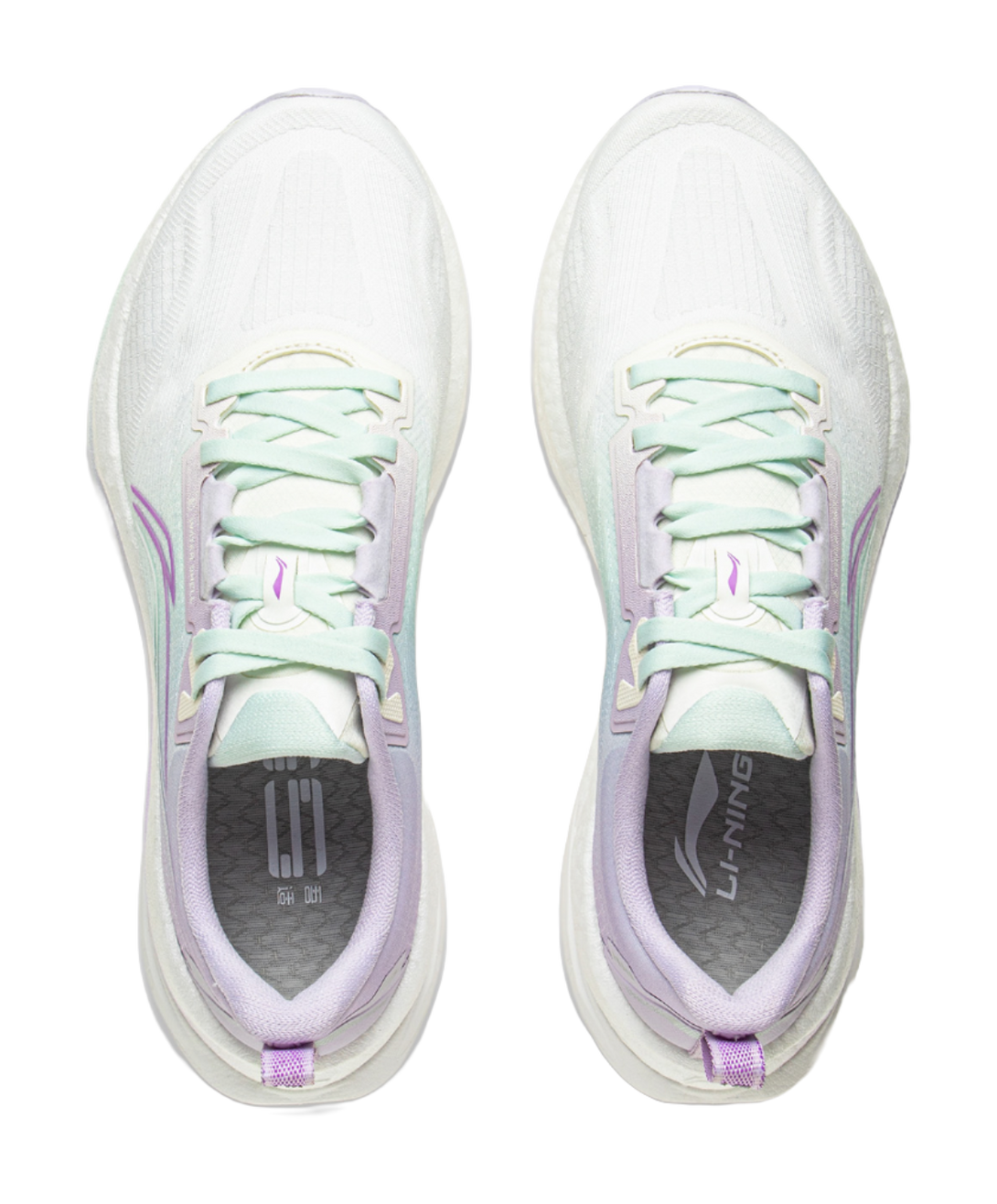 LiNing Shock Absorbers Slip Resistant Abrasion Resistant Breathable Low Top Running Shoes Women's White Purple 