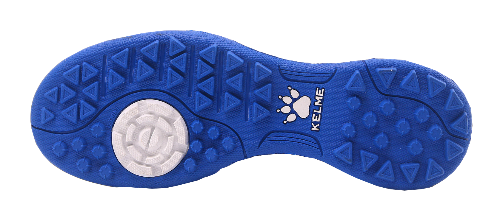 Unisex training soccer shoe outsole, blue tread with round forefoot studs