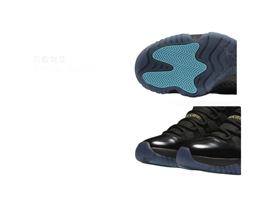 Jordan Air Jordan 11 Slip Resistant Abrasion Resistant High top Childrens Basketball Shoes Black Blue Unisex  VJSNEAKER