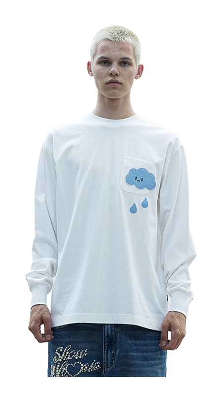 WHOOSIS weather series crochet pocket round neck long sleeve American China-Chic heavy weight casual loose spring autumn winter campus sweater T-shirt for men and women  vjsneaker.com