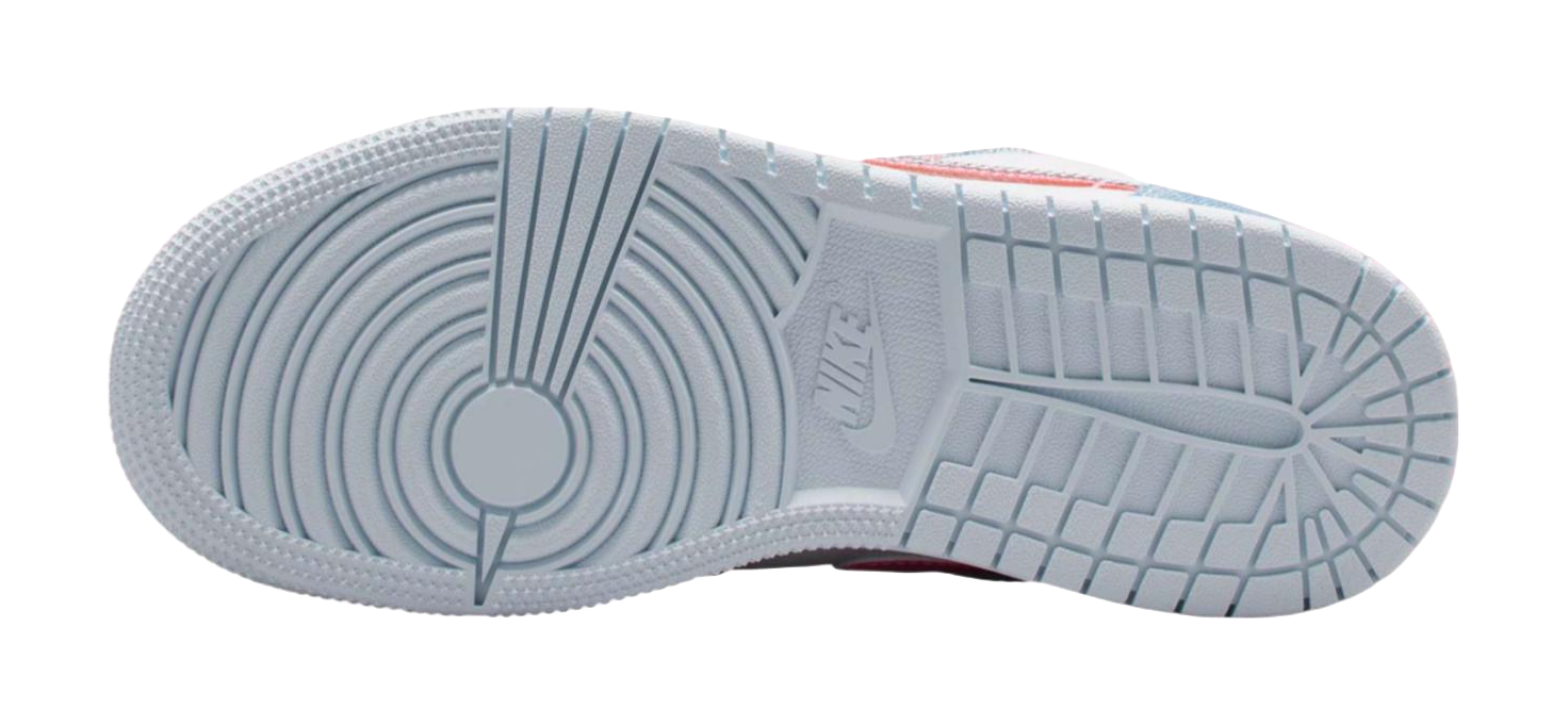 Jordan Air Jordan 1 Slip Resistant Abrasion Resistant Low top Childrens Basketball Shoes White Blue Teenagers  vjsneaker.com