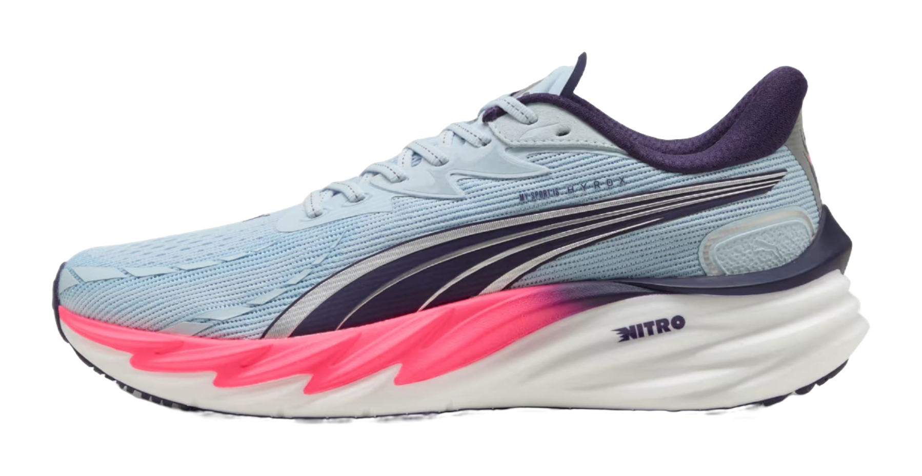 Hyrox x PUMA Velocity NITRO 4 Comfortable Abrasion Resistant Breathable Support Rebound Running Shoes Mens Blue Pink  vjsneaker.com