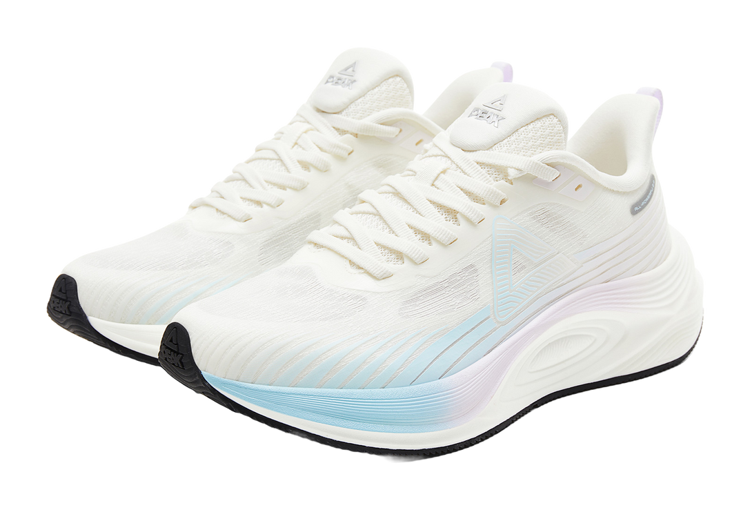 PEAK Shock Absorbers Slip Resistant Abrasion Resistant Lightweight Low top Running Shoes Women's Ivory Purple 