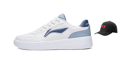Li Ning Sycee Slip Resistant Cushioning Abrasion Resistant Height Increasing Low top Skateboard Shoes Mens White Blue  VJSNEAKER