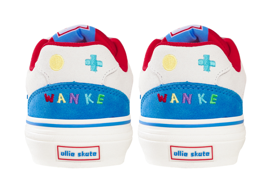 Ollieskate Slip Resistant, Abrasion Resistant, Lightweight Low top Skateboard Shoes Unisex White Blue Red 